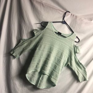 Mint green batwing sleeves with peekaboo cut outs small juniors